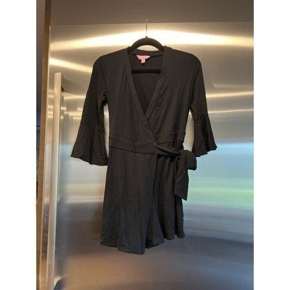 Lilly Pulitzer Womens Black Karlie Wrap Romper/Jumpsuit Sz XS Ruffle Sleeve